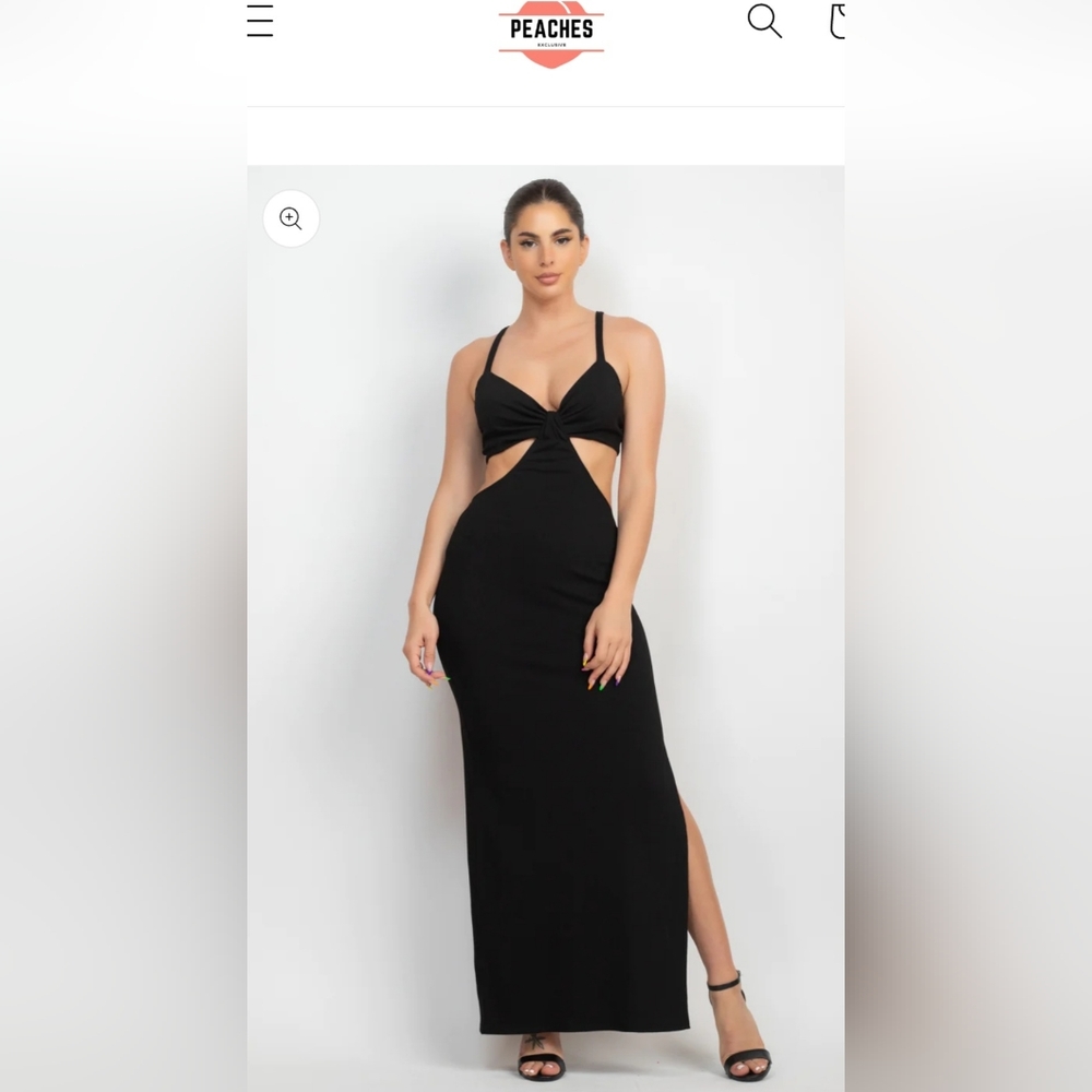 Peaches Exclusive Cutouts Side Slit Maxi Dress